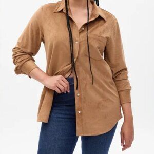 GAP Boyfriend Suede Shirt (Carmel)